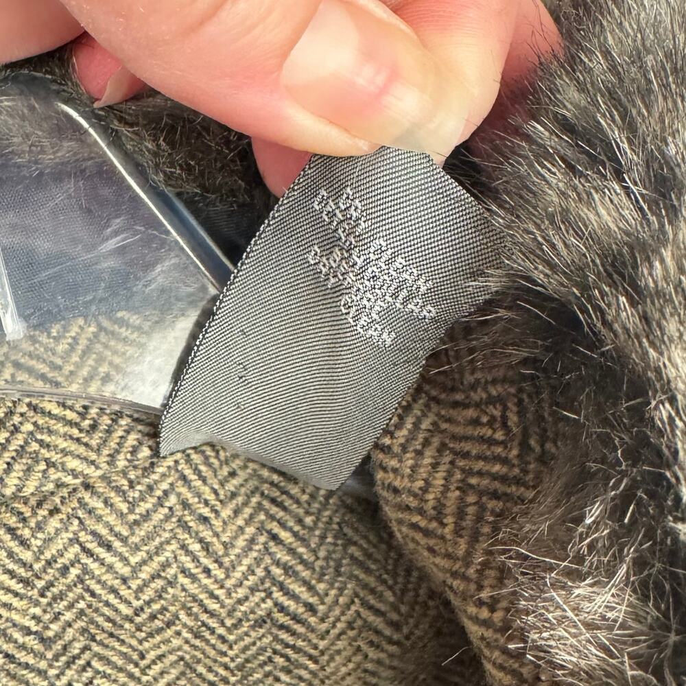 Kate Hill Wool Blend Herringbone Lightweight‎ Blazer Faux Fur Collar Jacket 14W - Picture 9 of 14